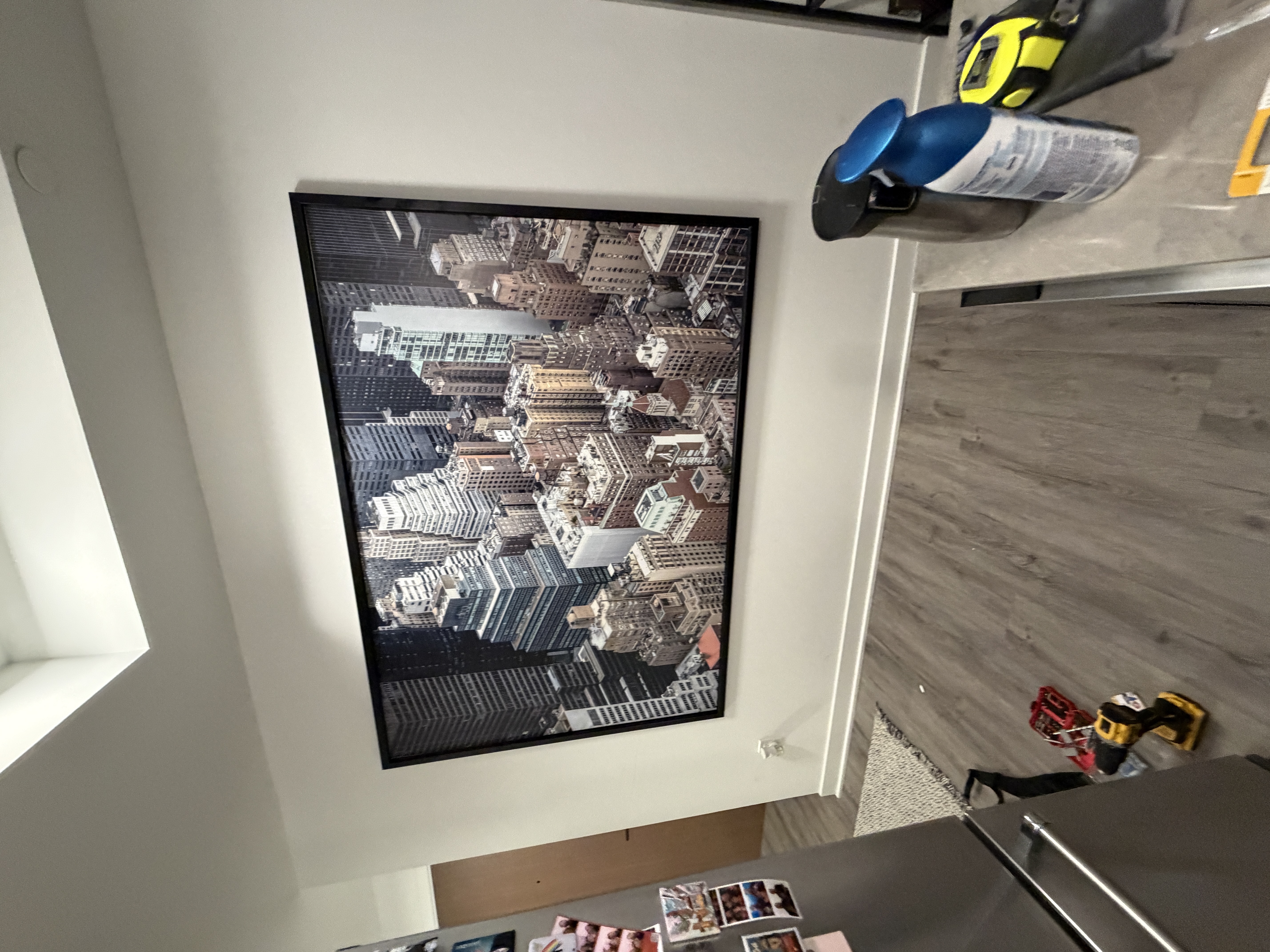 Wall mounting hardware in a Toronto concrete condo