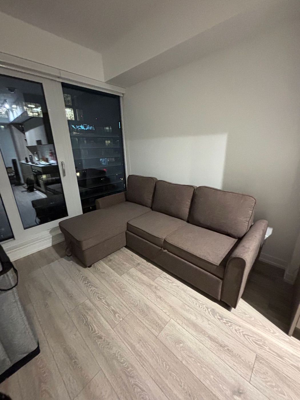 Fully assembled living room furniture in a Toronto condo