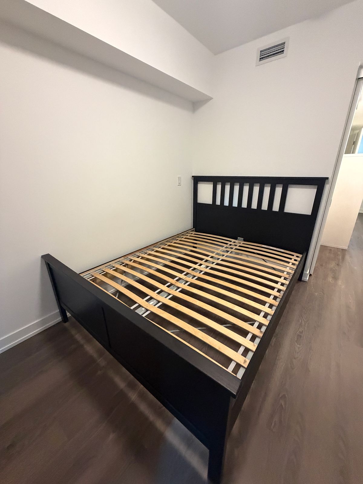 Black Bed Frame Assembly Condo Bedroom